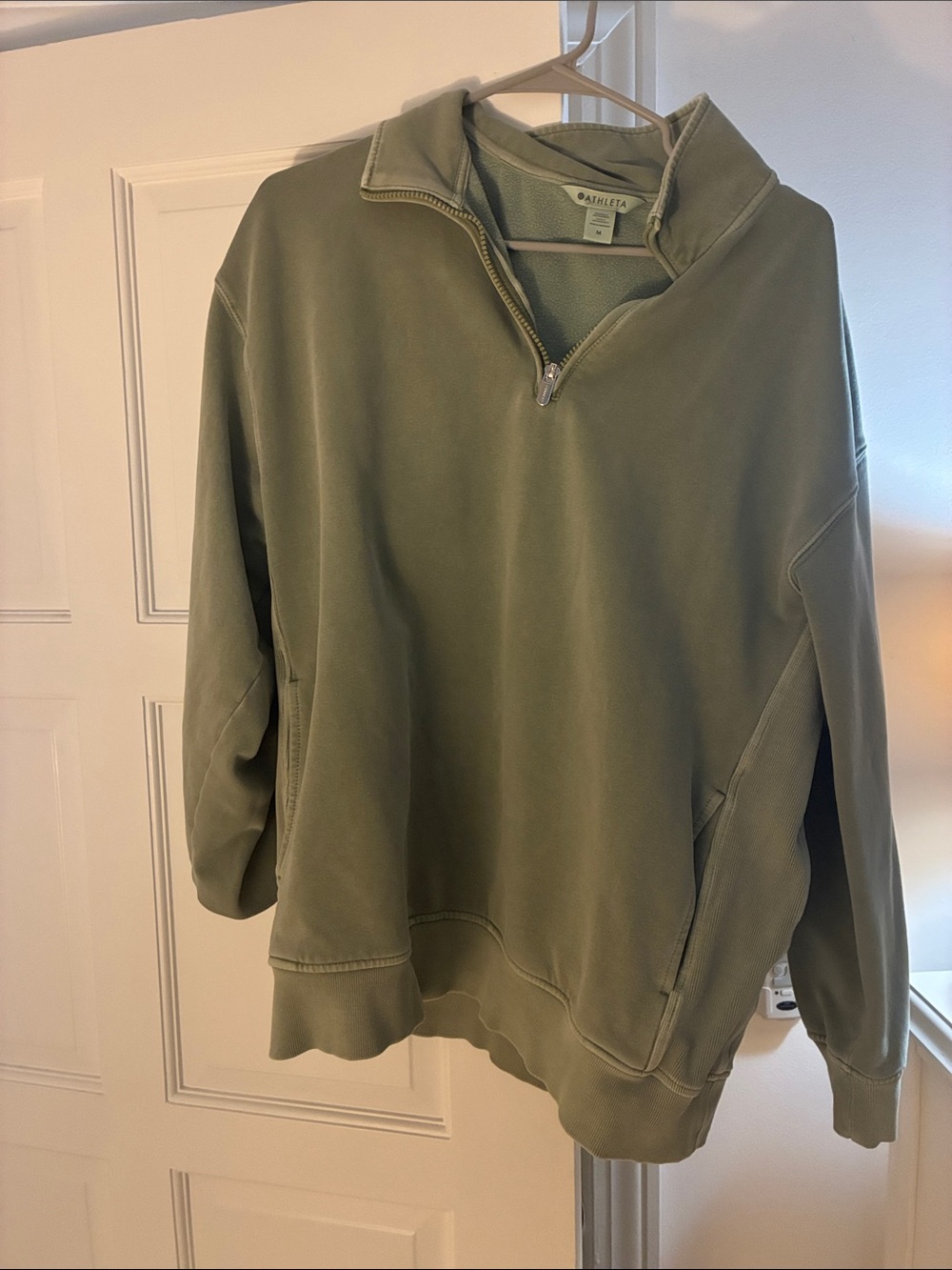 Athleta Olive Green Half-Zip Sweatshirt Pullover